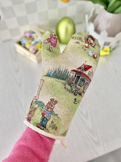 Tapestry oven mitten «Easter fun»