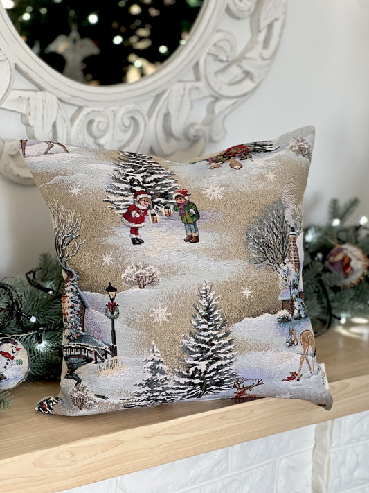 Christmas tapestry cushion cover «Winter Day Magic-2» without lurex