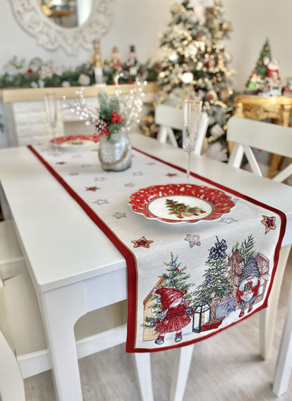 Christmas Tapestry Table runner «Federica» with silver thread