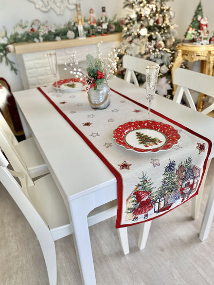 Christmas Tapestry Table runner «Federica» with silver thread