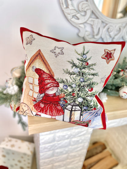 Christmas tapestry cushion cover «Federica-2» with silver thread