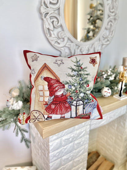 Christmas tapestry cushion cover «Federica-2» with silver thread