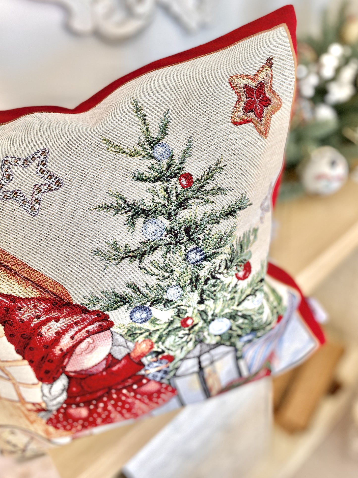 Christmas tapestry cushion cover «Federica-2» with silver thread