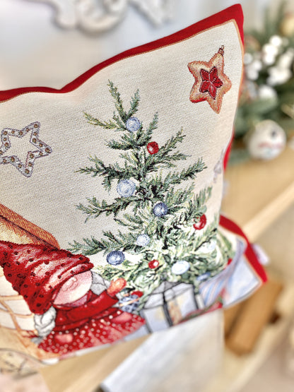 Christmas tapestry cushion cover «Federica-2» with silver thread