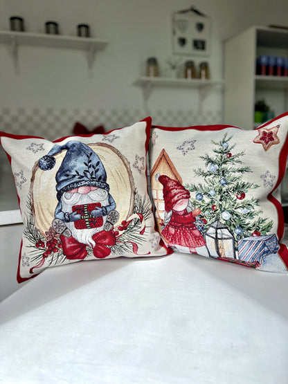 Christmas tapestry cushion cover «Federica-2» with silver thread