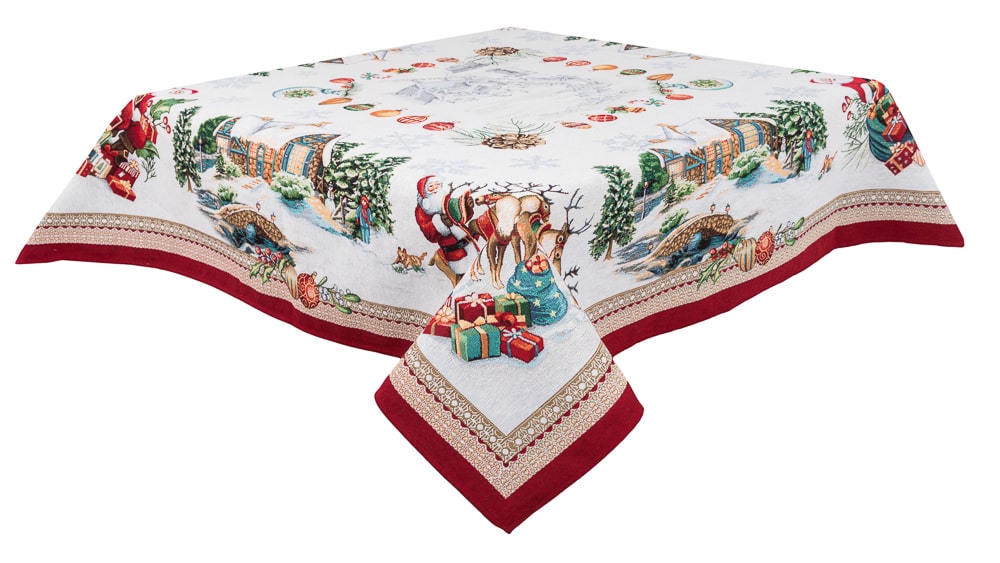 Christmas tapestry tablecloth «Frosty» with silver thread