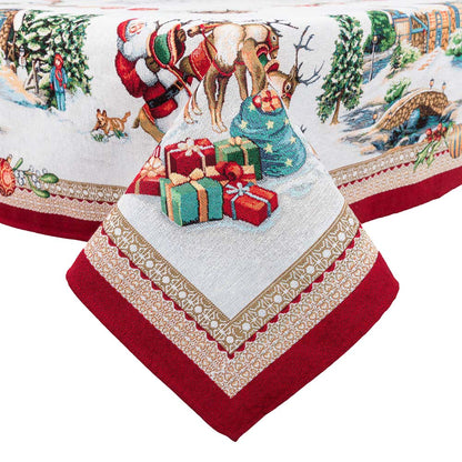 Christmas tapestry tablecloth «Frosty» with silver thread