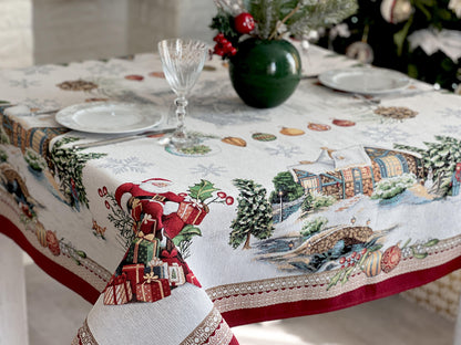 Christmas tapestry tablecloth «Frosty» with silver thread