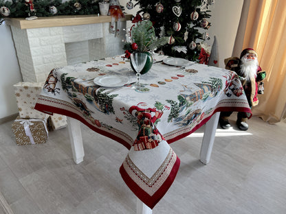 Christmas tapestry tablecloth «Frosty» with silver thread