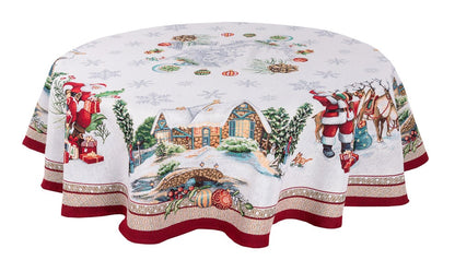 Round Christmas tablecloth «Frosty» with silver thread