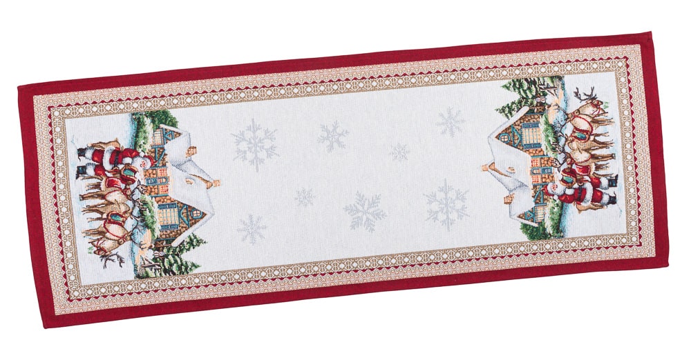 Christmas Tapestry Table runner «Frosty» with silver thread