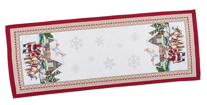 Christmas Tapestry Table runner «Frosty» with silver thread