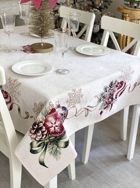 Christmas Tablecloth «Golden Noel Collection» with Microfibre & Golden lurex - Premium Gobelin