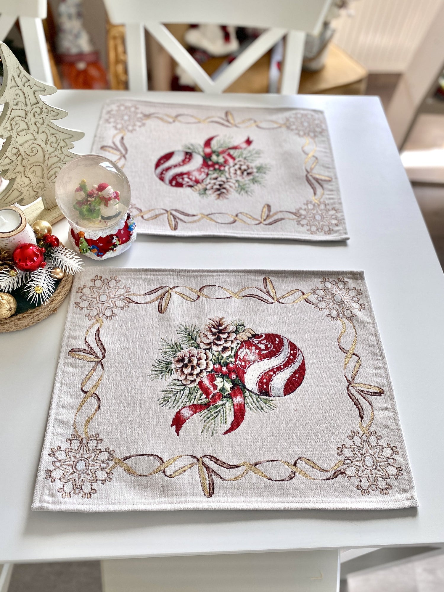 Christmas Placemat set «Golden Noel Collection» with Microfibre &amp; Golden lurex - Premium Gobelin - Textile4Family