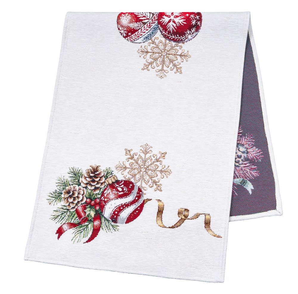 Christmas Table Runner  «Golden Noel Collection» with Microfibre &amp; Golden lurex - Premium Gobelin - Textile4Family