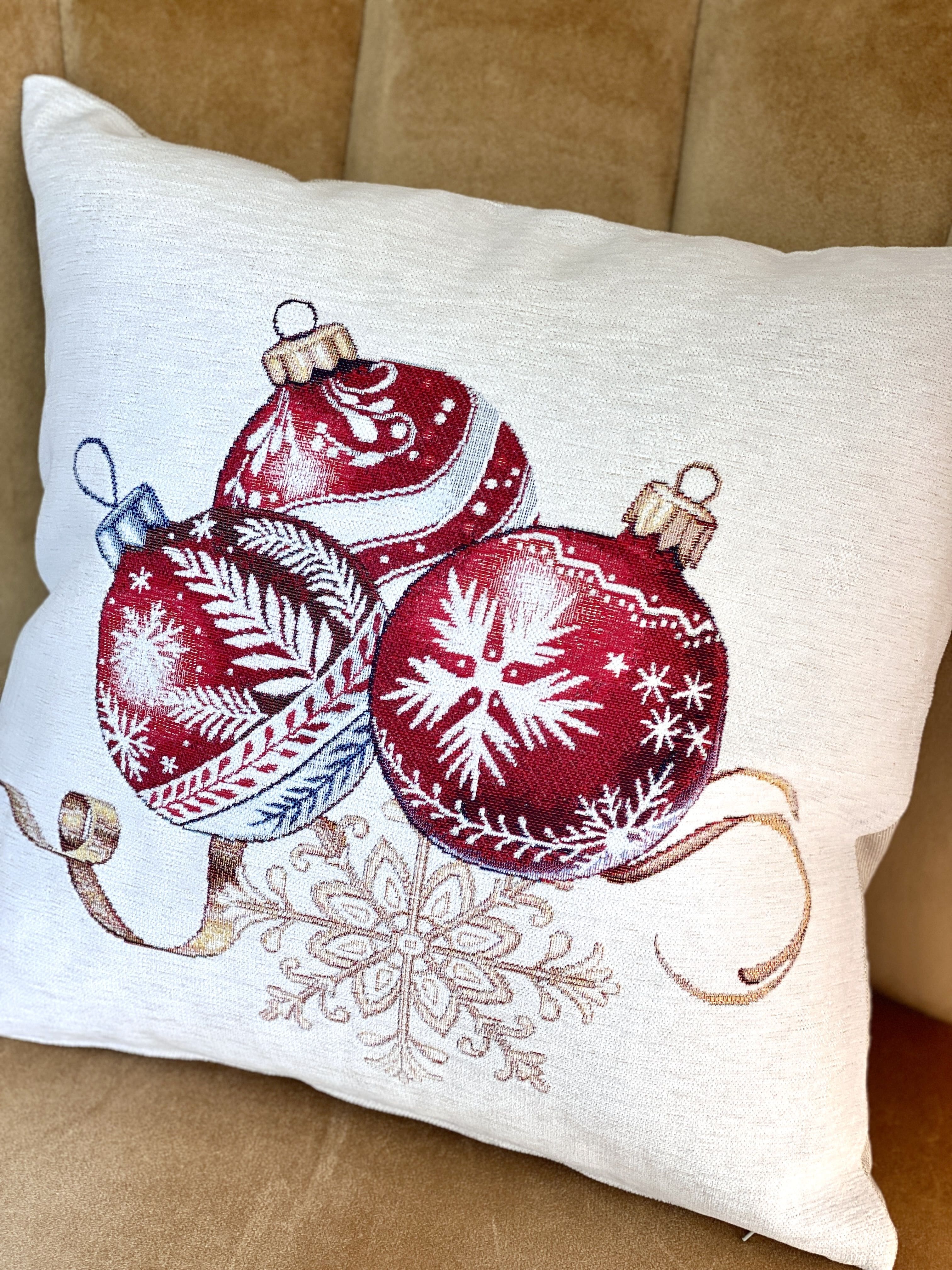 Christmas Decorative pillow cover  «Golden Noel Collection» with Microfibre &amp; Golden lurex - Premium Gobelin - Textile4Family