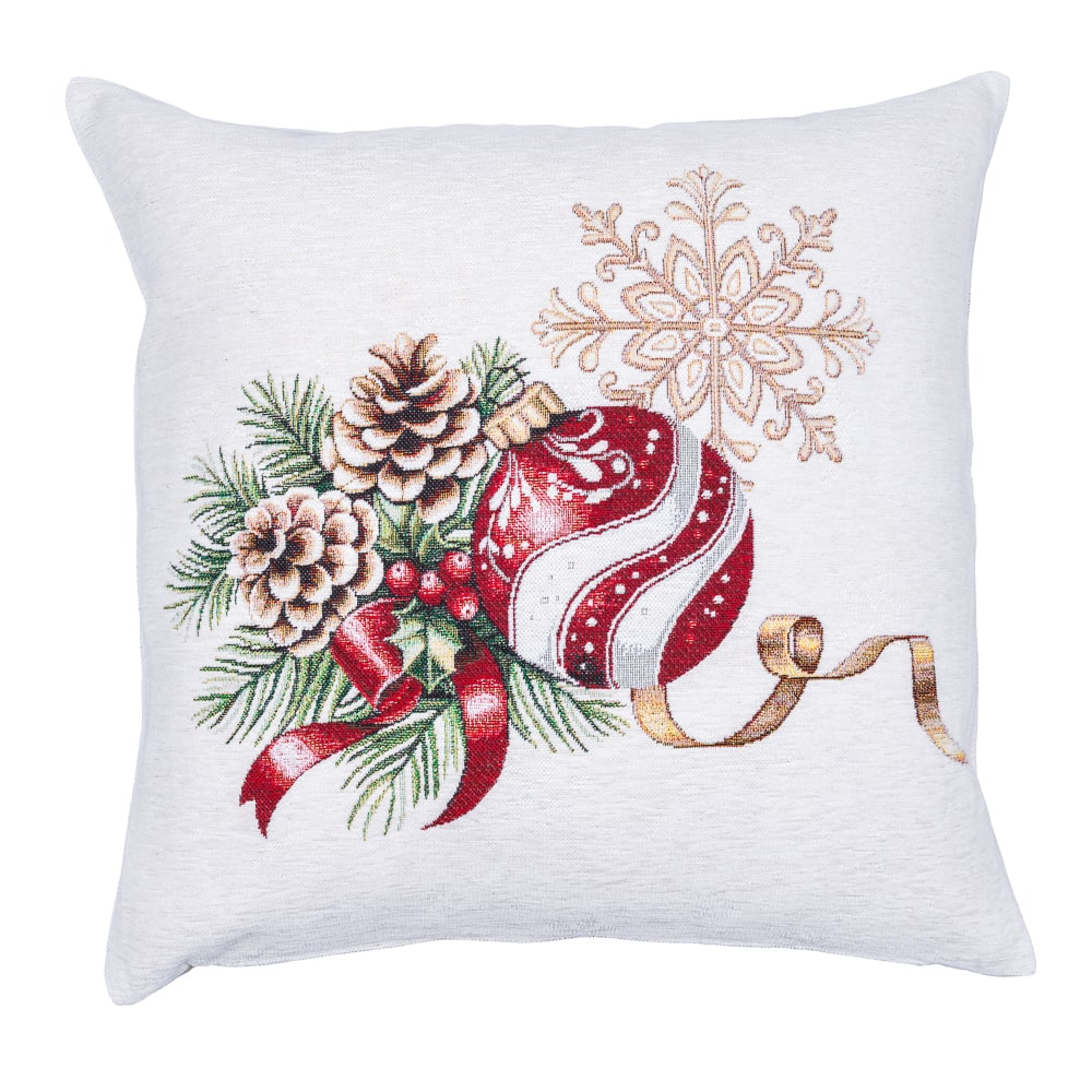 Christmas Decorative pillow cover  «Golden Noel Collection» with Microfibre & Golden lurex - Premium Gobelin