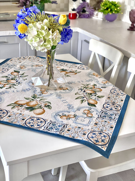 Tapestry tablecloth "Lemon Majolica" with microfibre