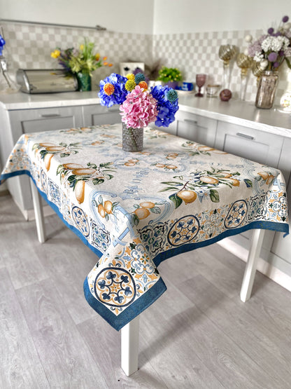 Tapestry tablecloth "Lemon Majolica" with microfibre