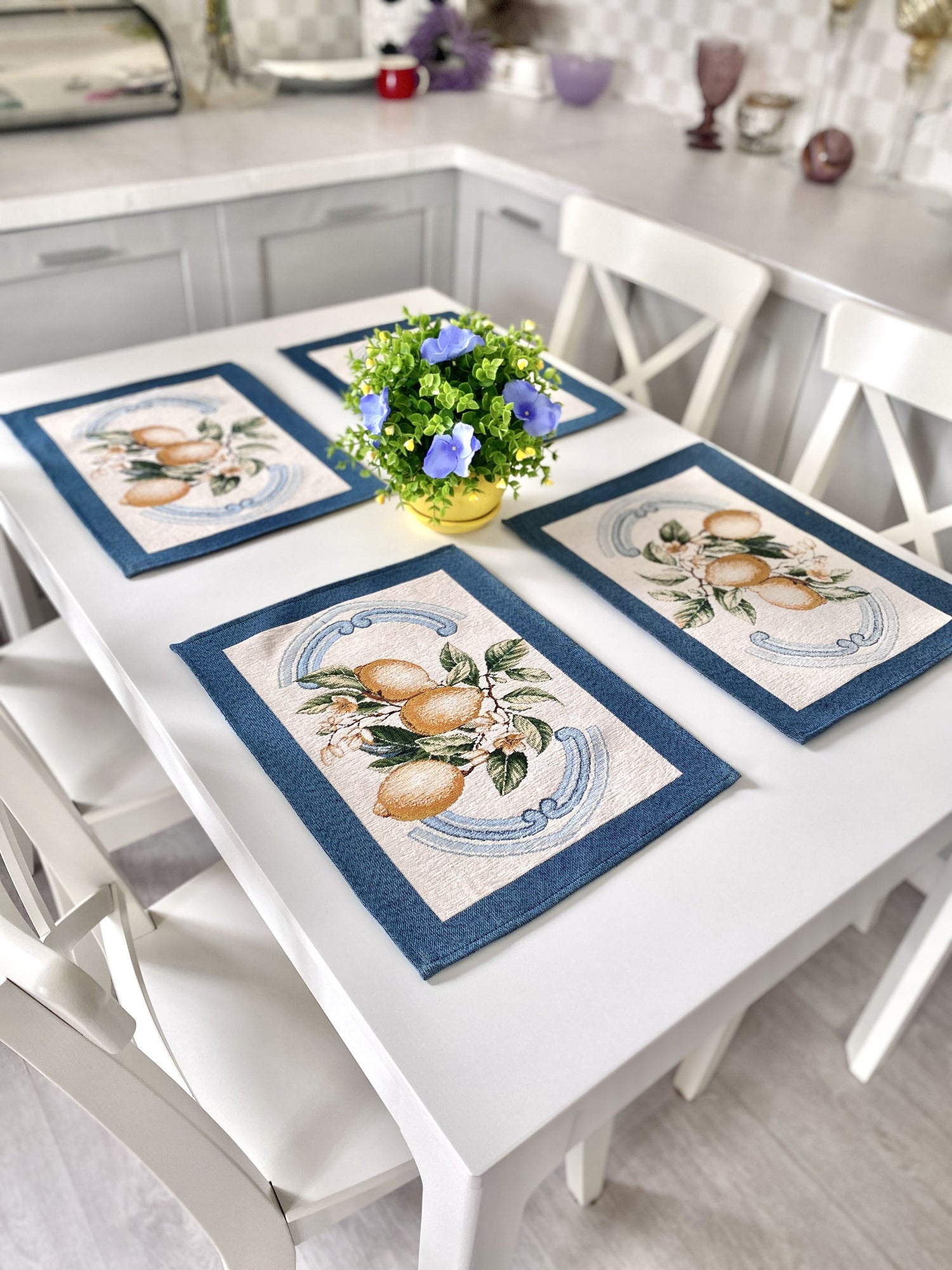 Tapestry placemat set "Lemon Majolica" with microfibre - Textile4Family