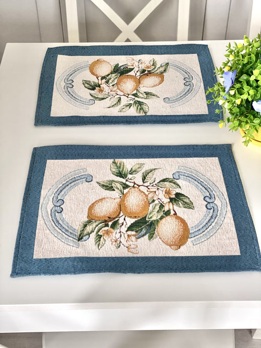 Tapestry placemat set "Lemon Majolica" with microfibre