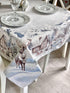 Christmas Tablecloth «Snowy Cabin Charm» with Microfibre - Premium Gobelin - Textile4Family