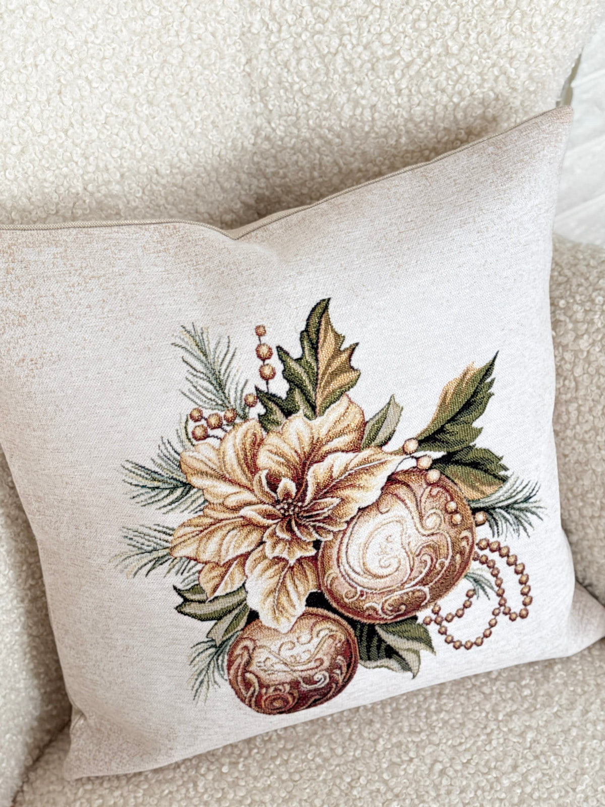 Christmas Pillow cover «Golden Harmony» -2 with Microfibre &amp; golden thread - Premium Tapestry
