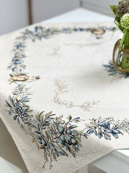 Square tablecloth «Olive» - Premium Tapestry with Microfibre - Textile4Family