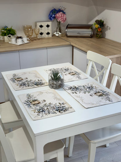 Placemat set «Olive» - Premium Tapestry with Microfibre - Textile4Family