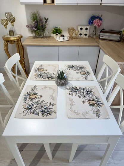 Placemat set «Olive» - Premium Tapestry with Microfibre - Textile4Family