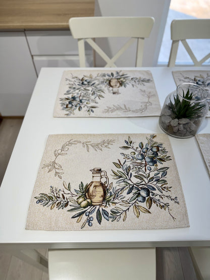 Placemat set «Olive» - Premium Tapestry with Microfibre - Textile4Family