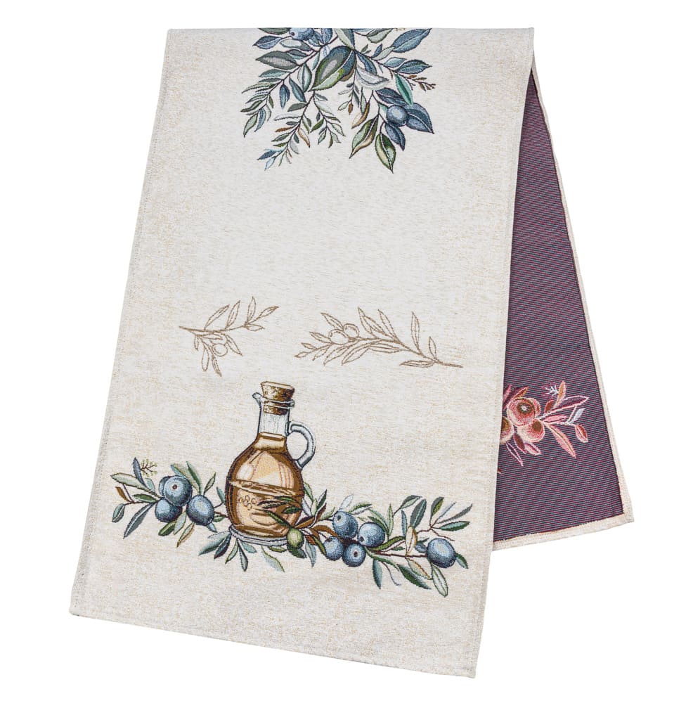Table Runner «Olive» - Premium Tapestry with Microfibre - Textile4Family