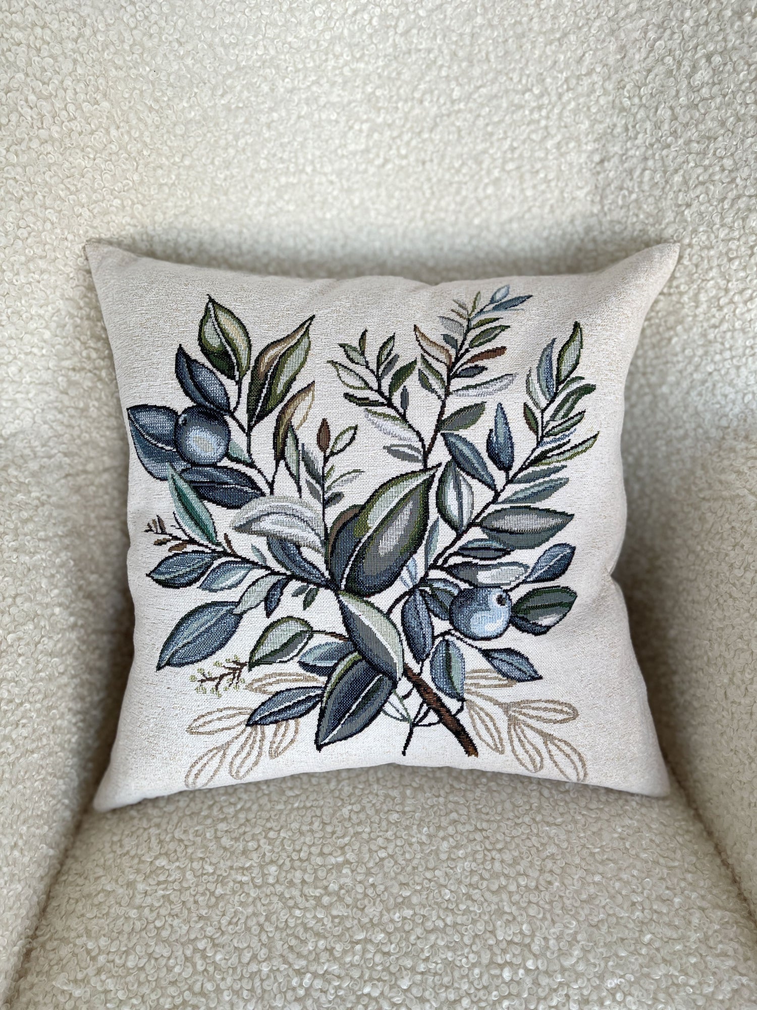 Cushion cover «Olive -3» - Premium Tapestry with Microfibre - Textile4Family