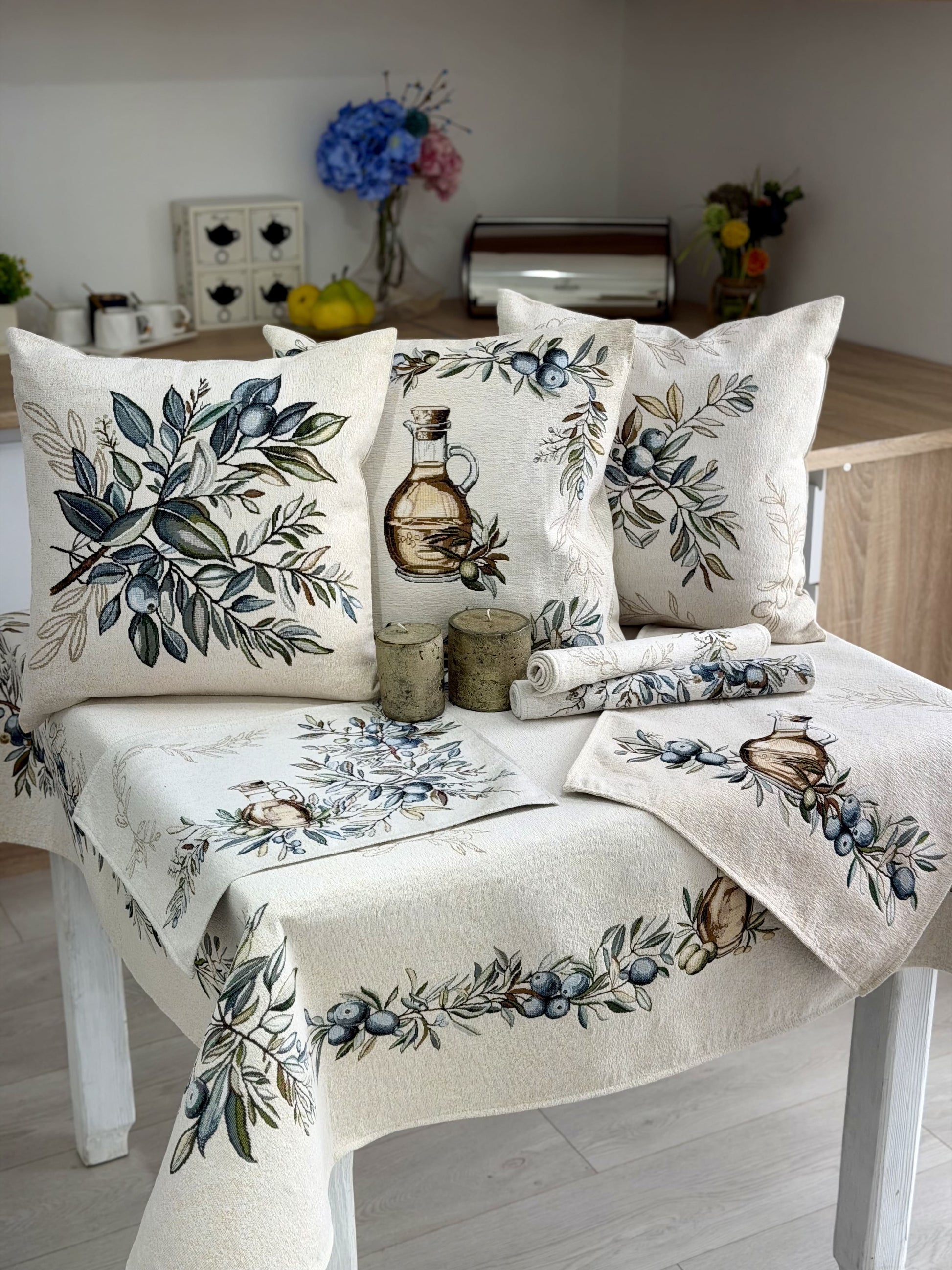 Cushion cover «Olive -1» - Premium Tapestry with Microfibre - Textile4Family