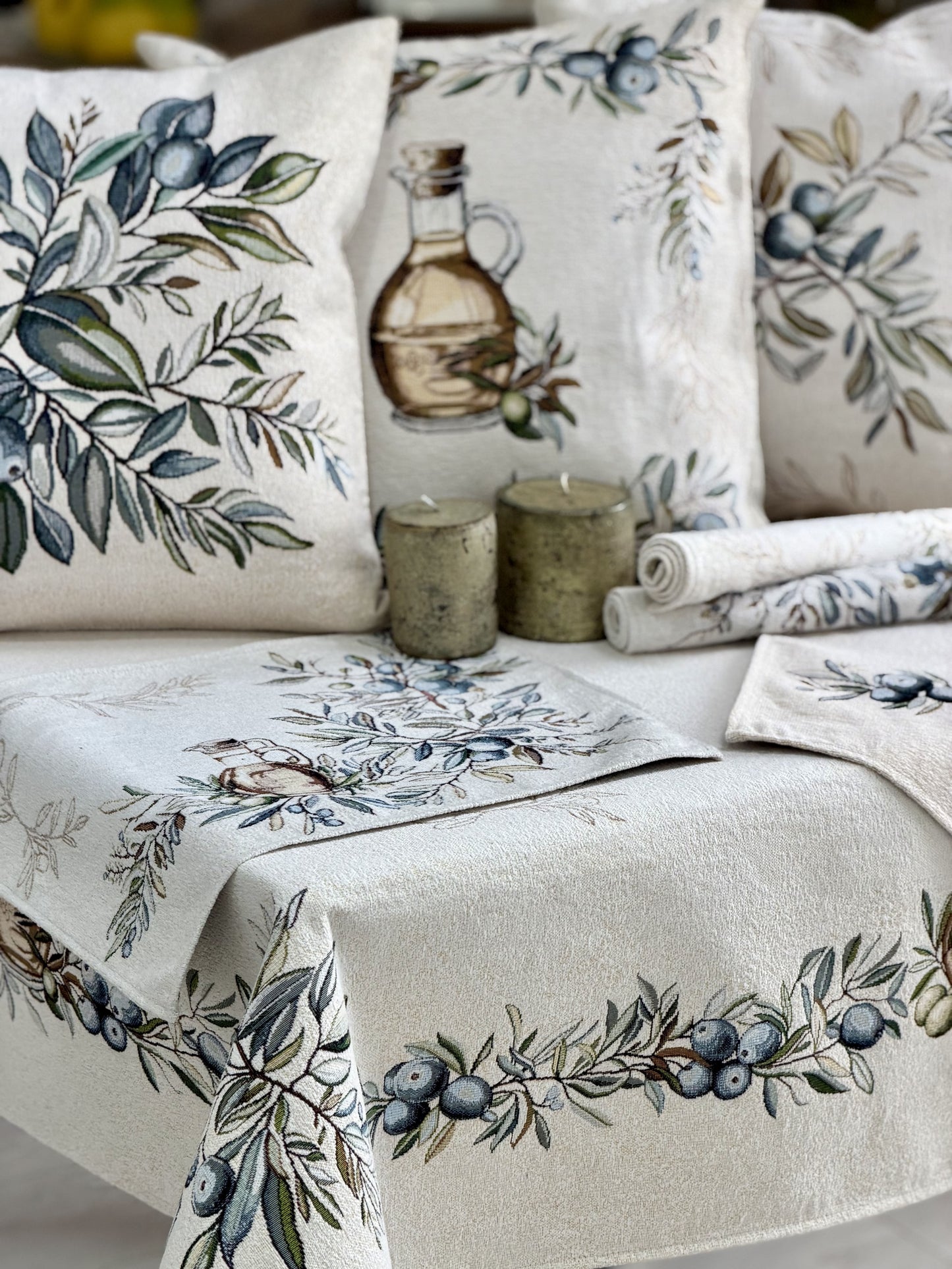Cushion cover «Olive -2» - Premium Tapestry with Microfibre - Textile4Family
