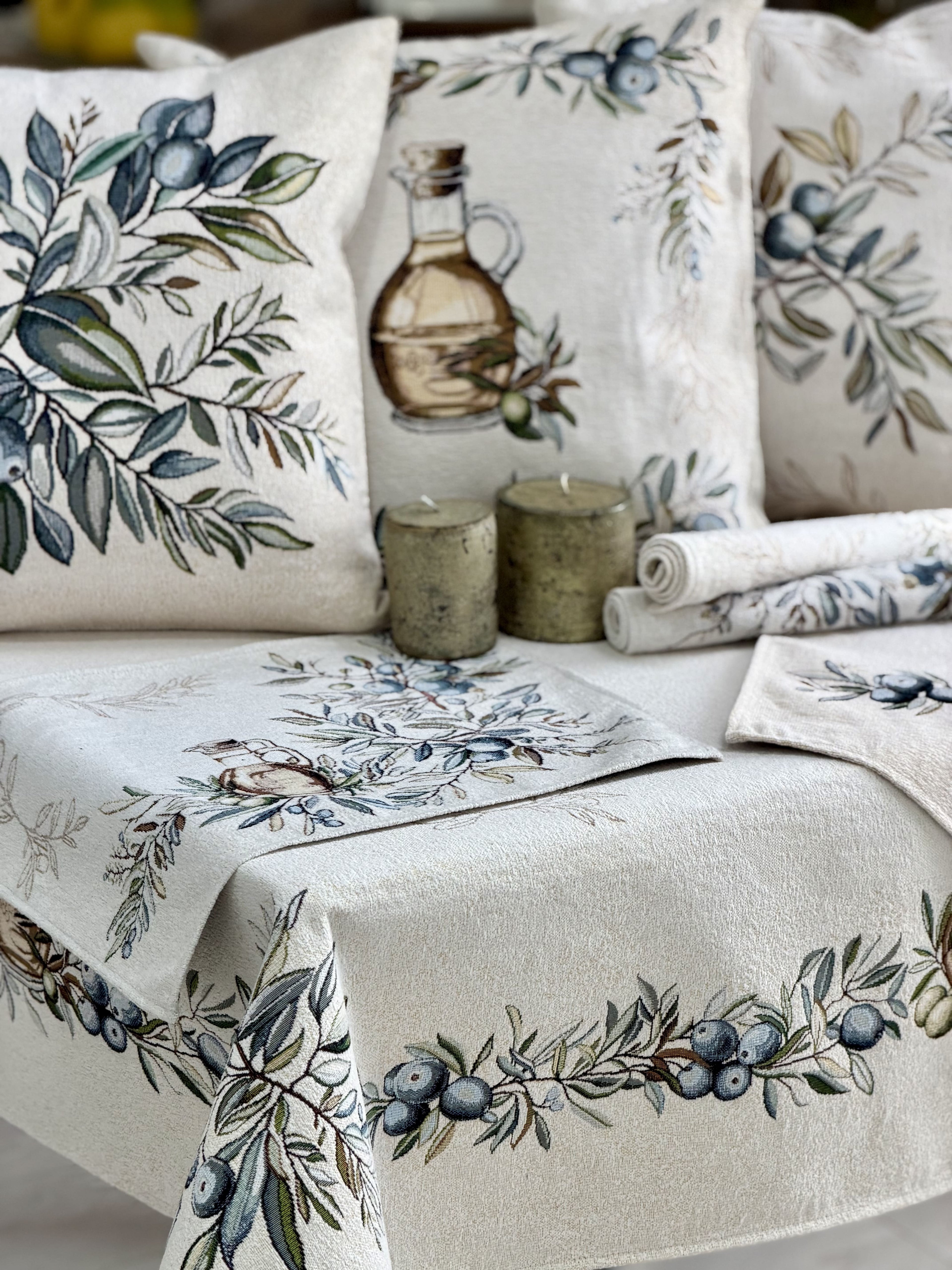 Cushion cover «Olive -2» - Premium Tapestry with Microfibre - Textile4Family