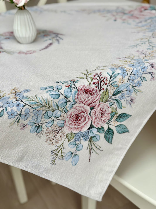 Square tablecloth «Rose» - Premium Tapestry with Microfibre - Textile4Family