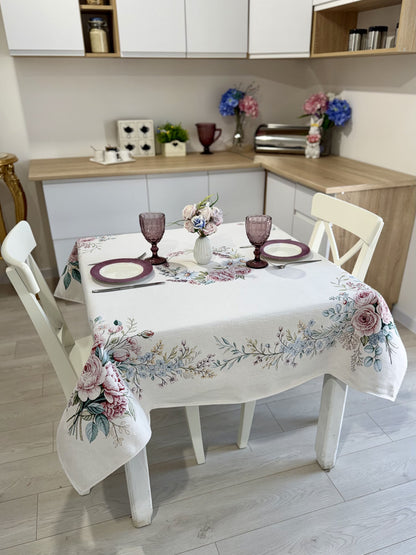 Rectangular tablecloth «Rose» - Premium Tapestry with Microfibre - Textile4Family