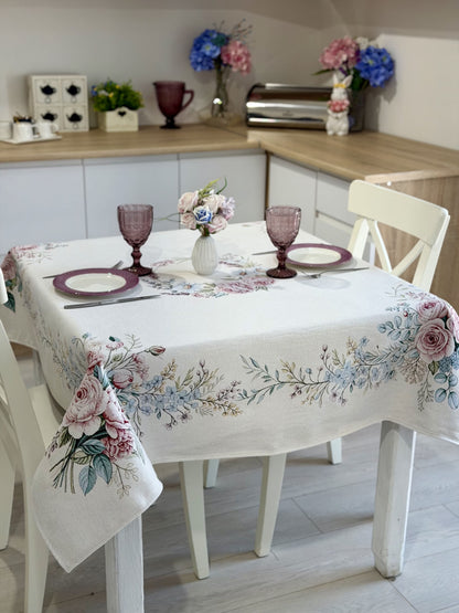 Rectangular tablecloth «Rose» - Premium Tapestry with Microfibre - Textile4Family