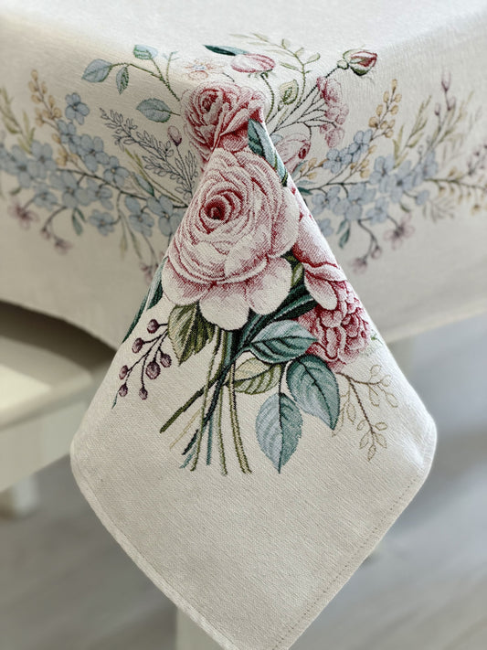 Rectangular tablecloth «Rose» - Premium Tapestry with Microfibre - Textile4Family