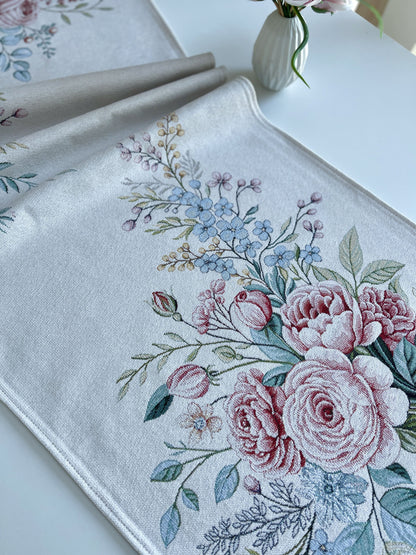 Table Runner «Rose» - Premium Tapestry with Microfibre - Textile4Family