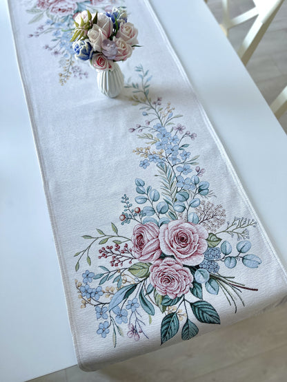 Table Runner «Rose» - Premium Tapestry with Microfibre - Textile4Family