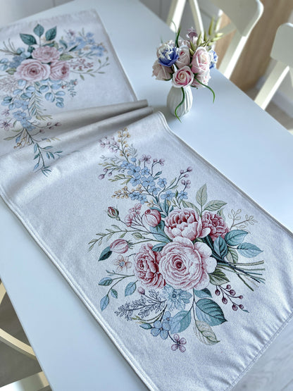 Table Runner «Rose» - Premium Tapestry with Microfibre - Textile4Family