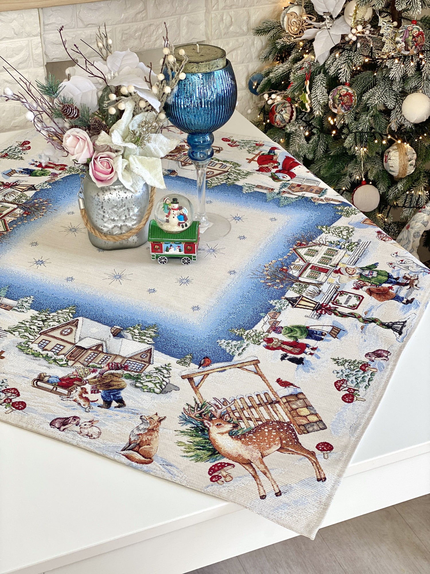 Christmas Tablecloth «Magic of Christmas» with Silver Lurex - Premium Gobelin - Textile4Family