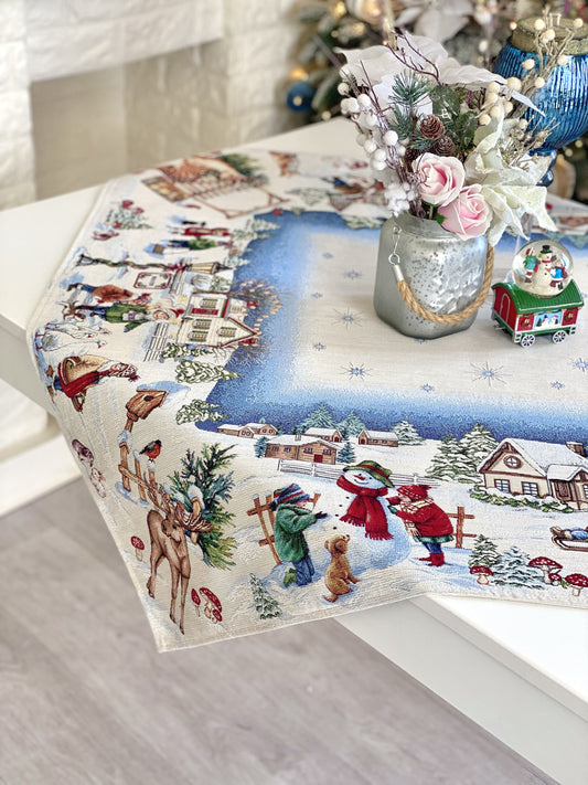 Christmas Tablecloth «Magic of Christmas» with Silver Lurex - Premium Gobelin