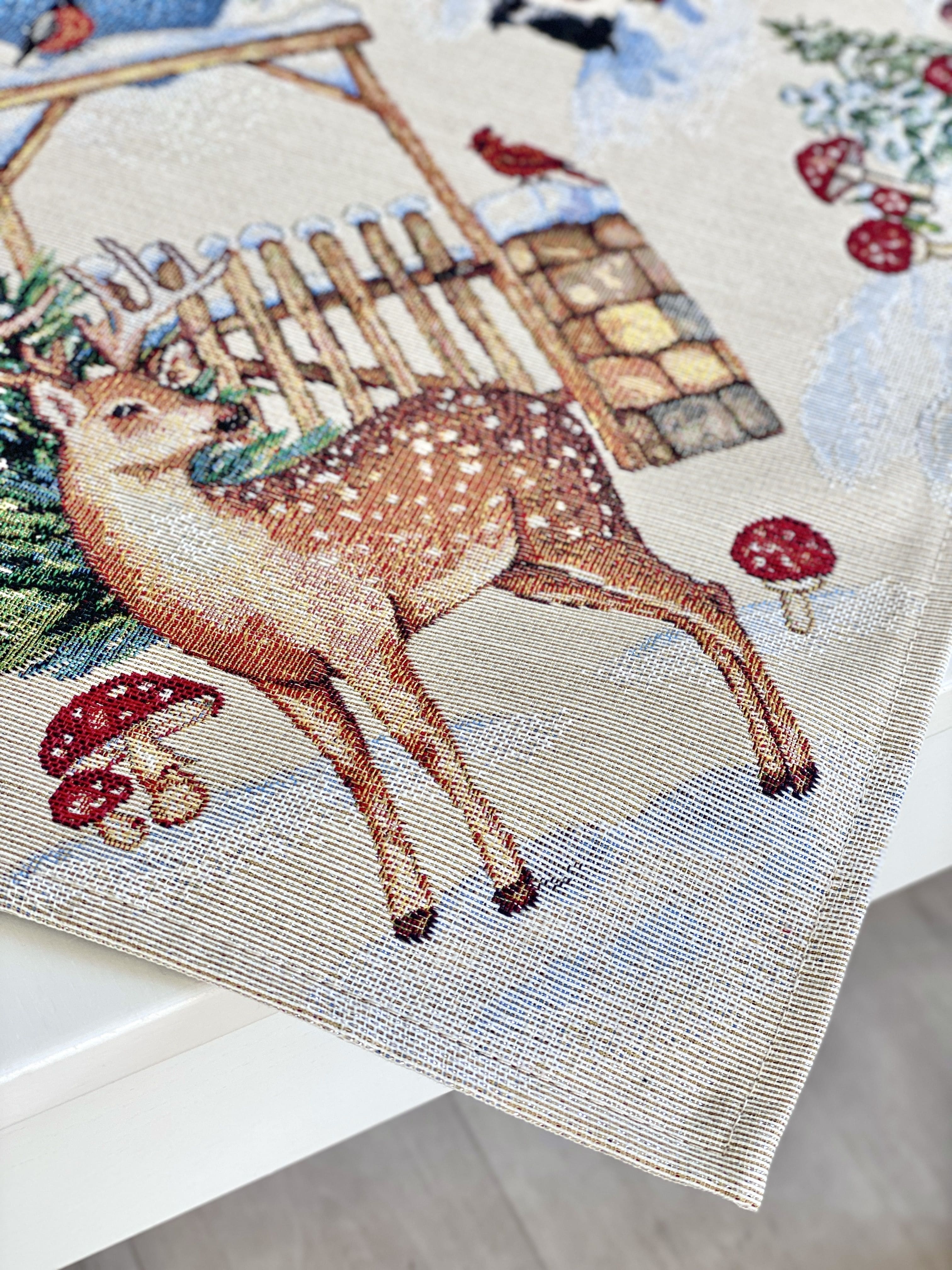 Christmas Tablecloth «Magic of Christmas» with Silver Lurex - Premium Gobelin - Textile4Family