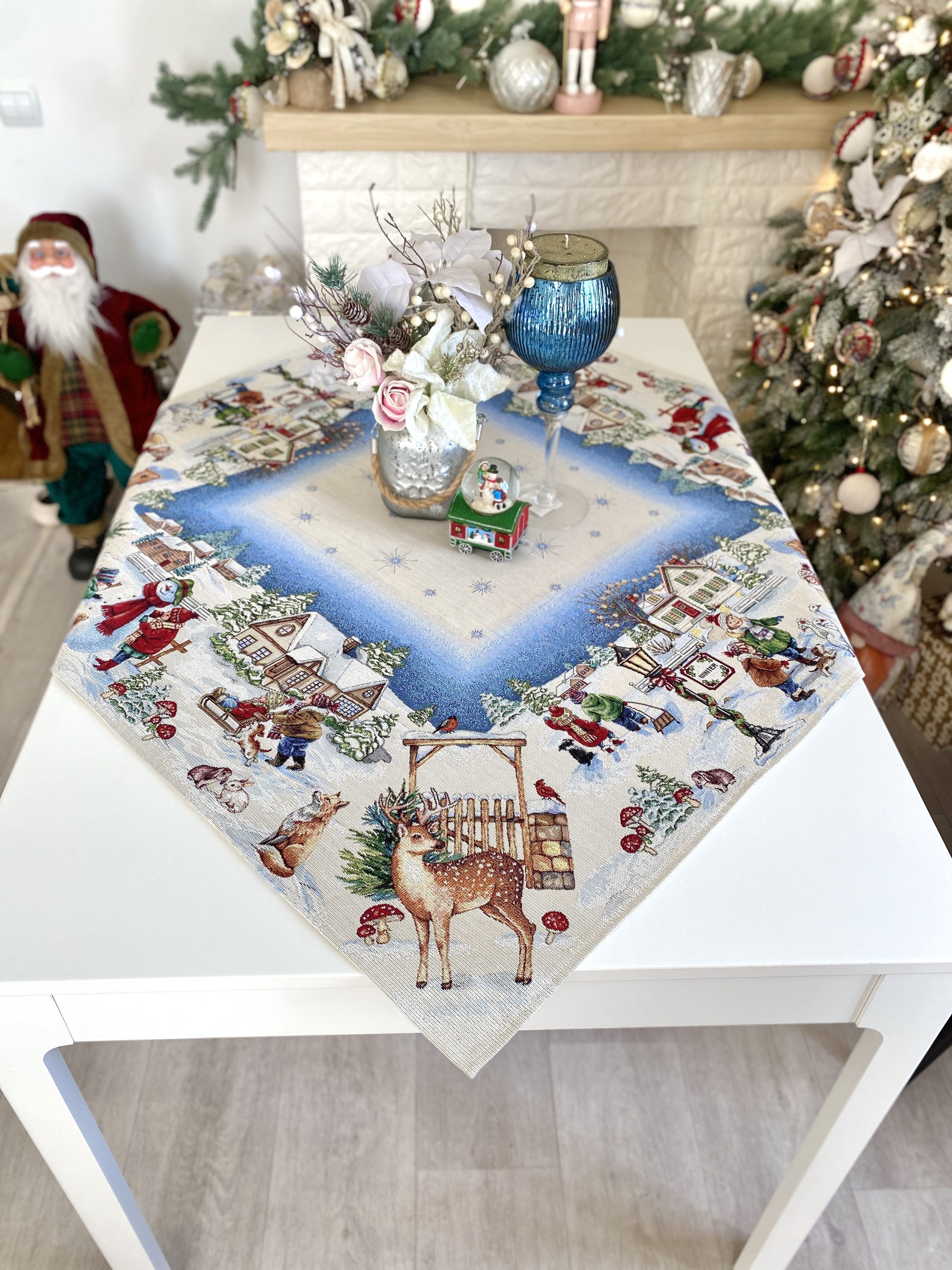 Christmas Tablecloth «Magic of Christmas» with Silver Lurex - Premium Gobelin - Textile4Family