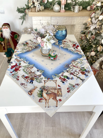 Christmas Tablecloth «Magic of Christmas» with Silver Lurex - Premium Gobelin