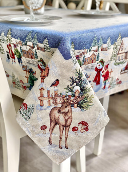 Christmas Tablecloth «Magic of Christmas» with Silver Lurex - Premium Gobelin