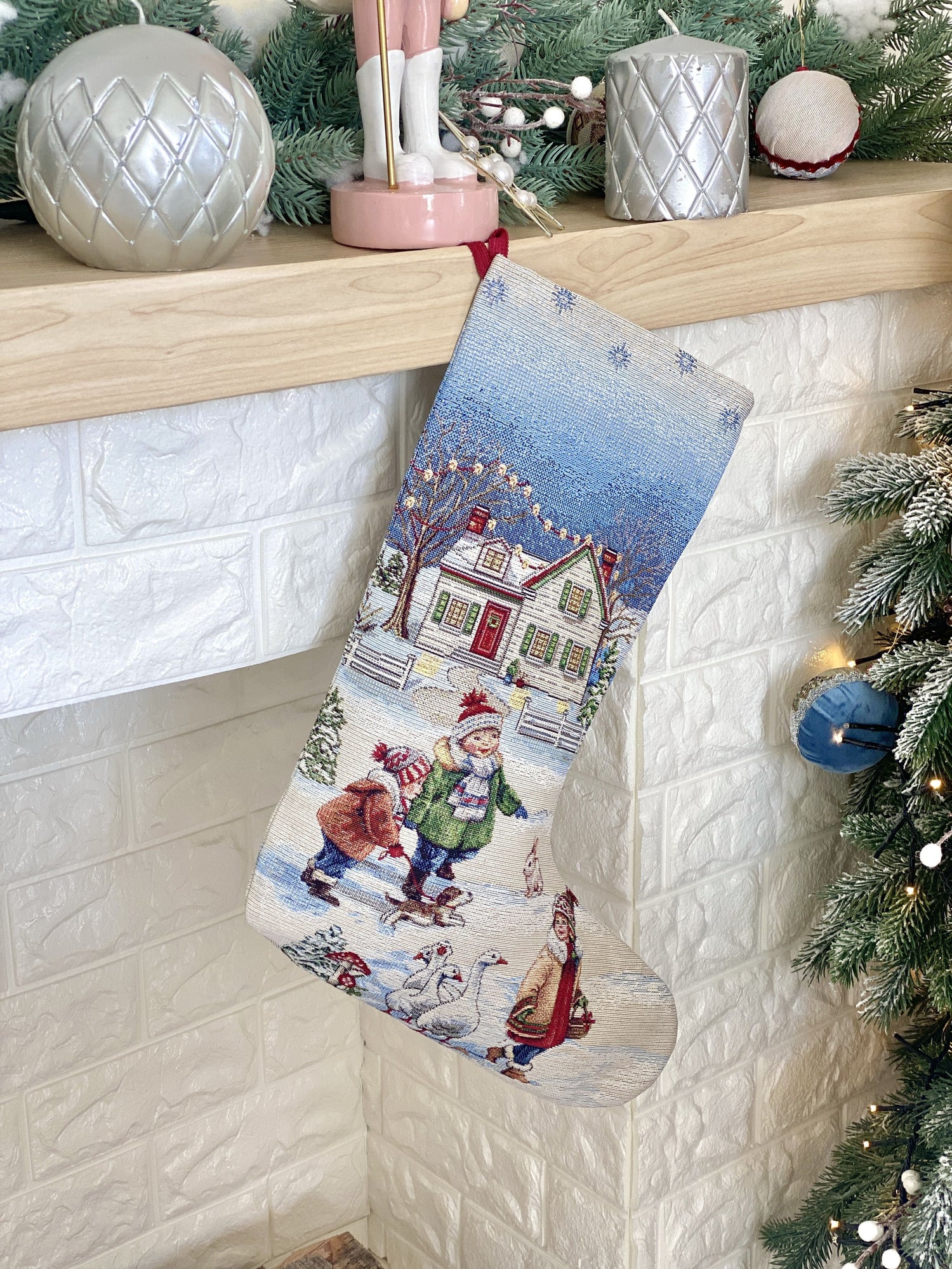 Christmas Stocking  «Magic of Christmas» with Silver Lurex - Premium Gobelin - Textile4Family